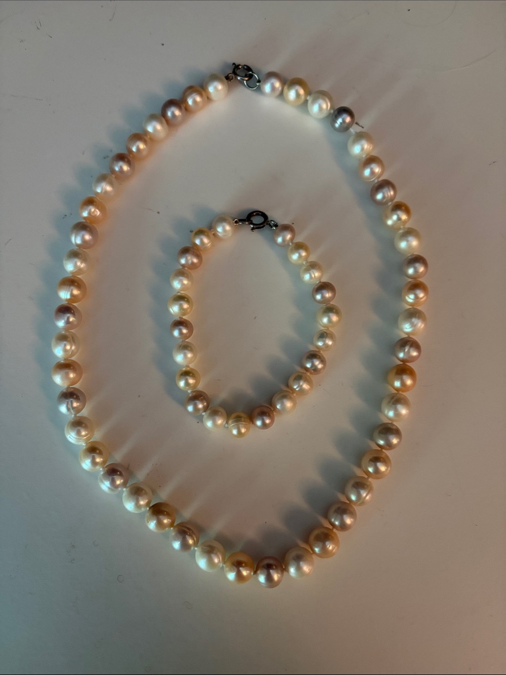 Classic Multi-Tone Freshwater Pearl Necklace and Bracelet Set
